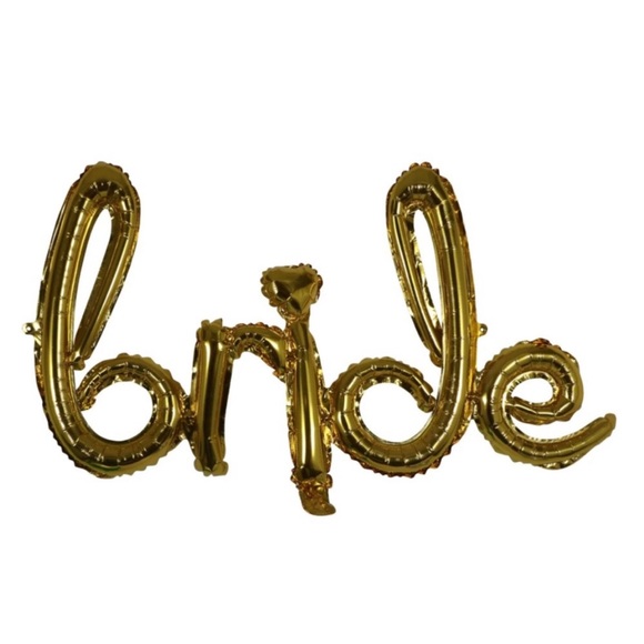 New Bride Cursive Metallic Gold Foil Balloons - Picture 3 of 4